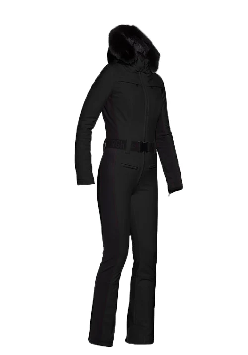 GOLDBERGH PARRY LONG JUMPSUIT FAUX FUR - BLACK