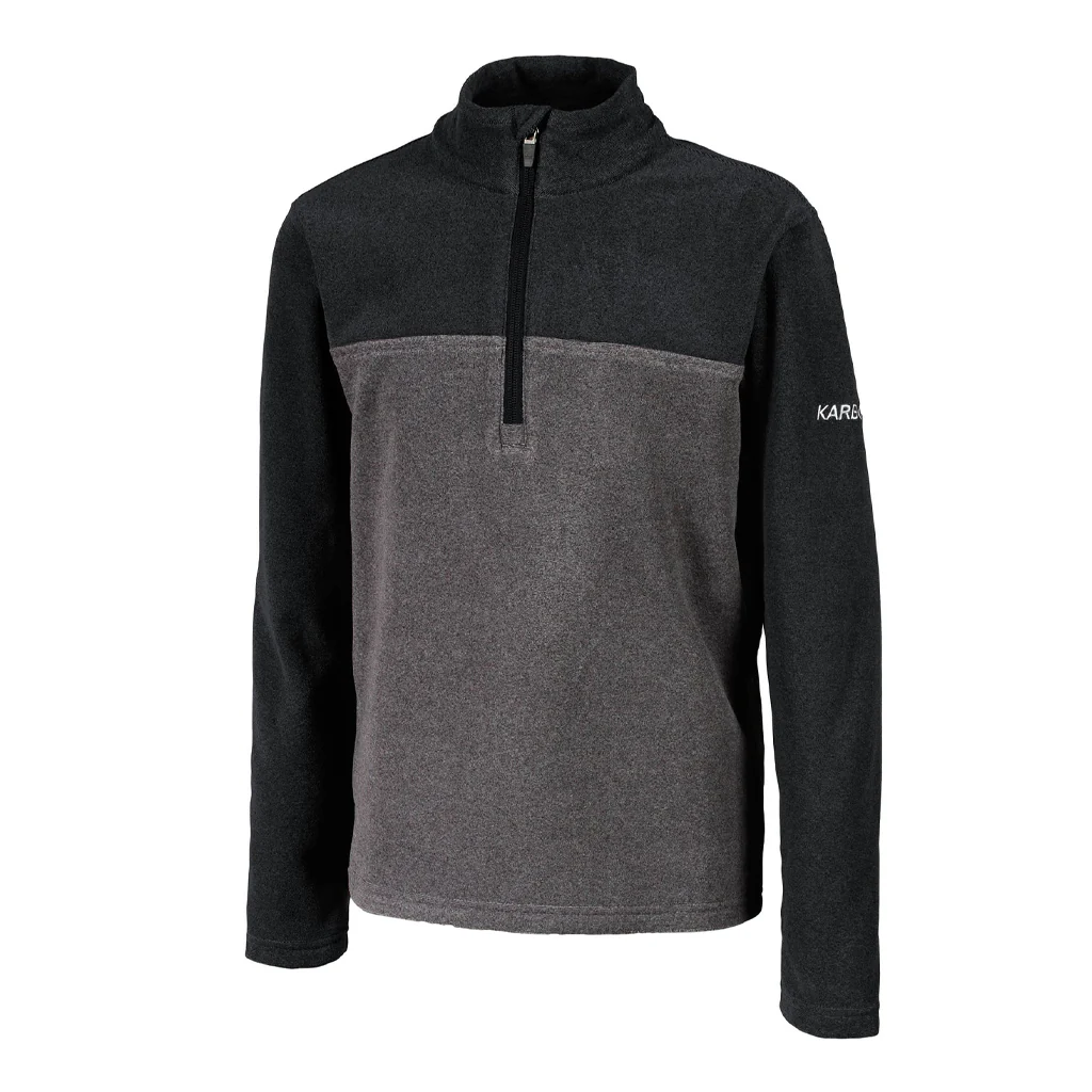 KARBON KIDS WARRIOR T-NECK FLEECE - DK GREY/BLK
