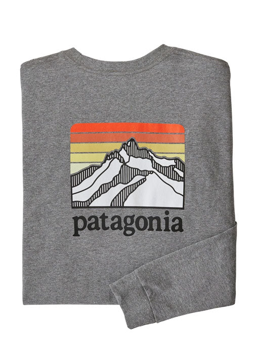 PATAGONIA MS LS LINE LOGO RIDGE TEE GRAVEL HEATHER